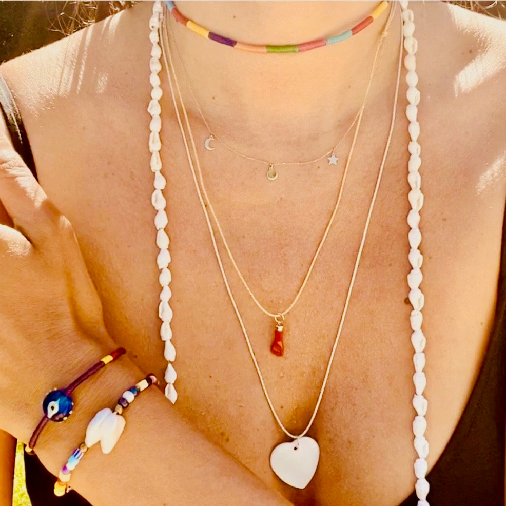 Rainbow Threaded Evil Eye Choker