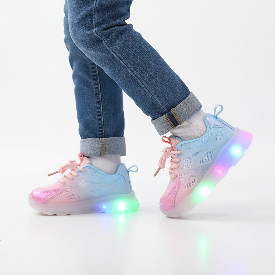 Rainbow Led Sneakers Ages 2–12 For Everyday Wear
