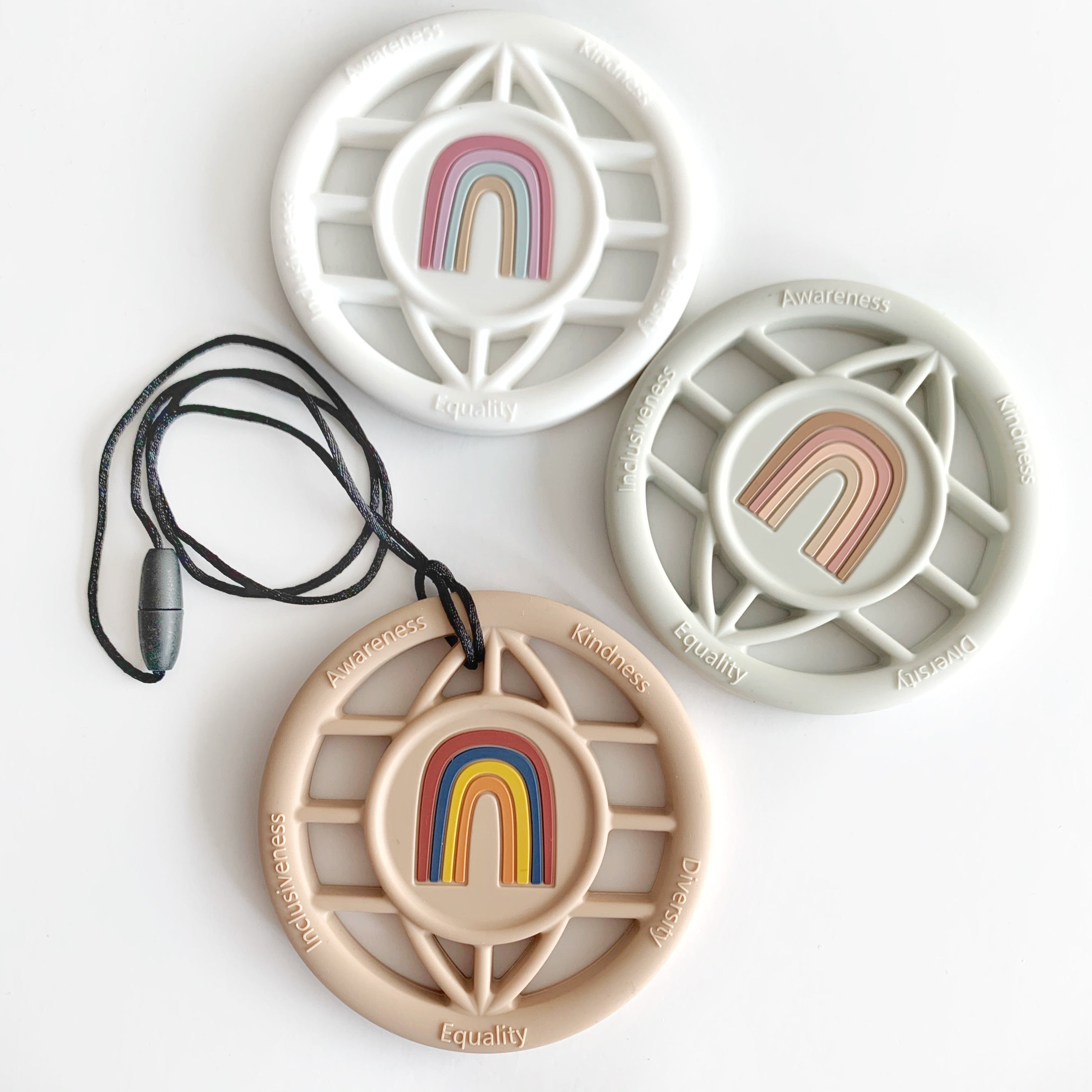 Rainbow World Teether Necklace | Bpa-free Chew Sensory Pendant