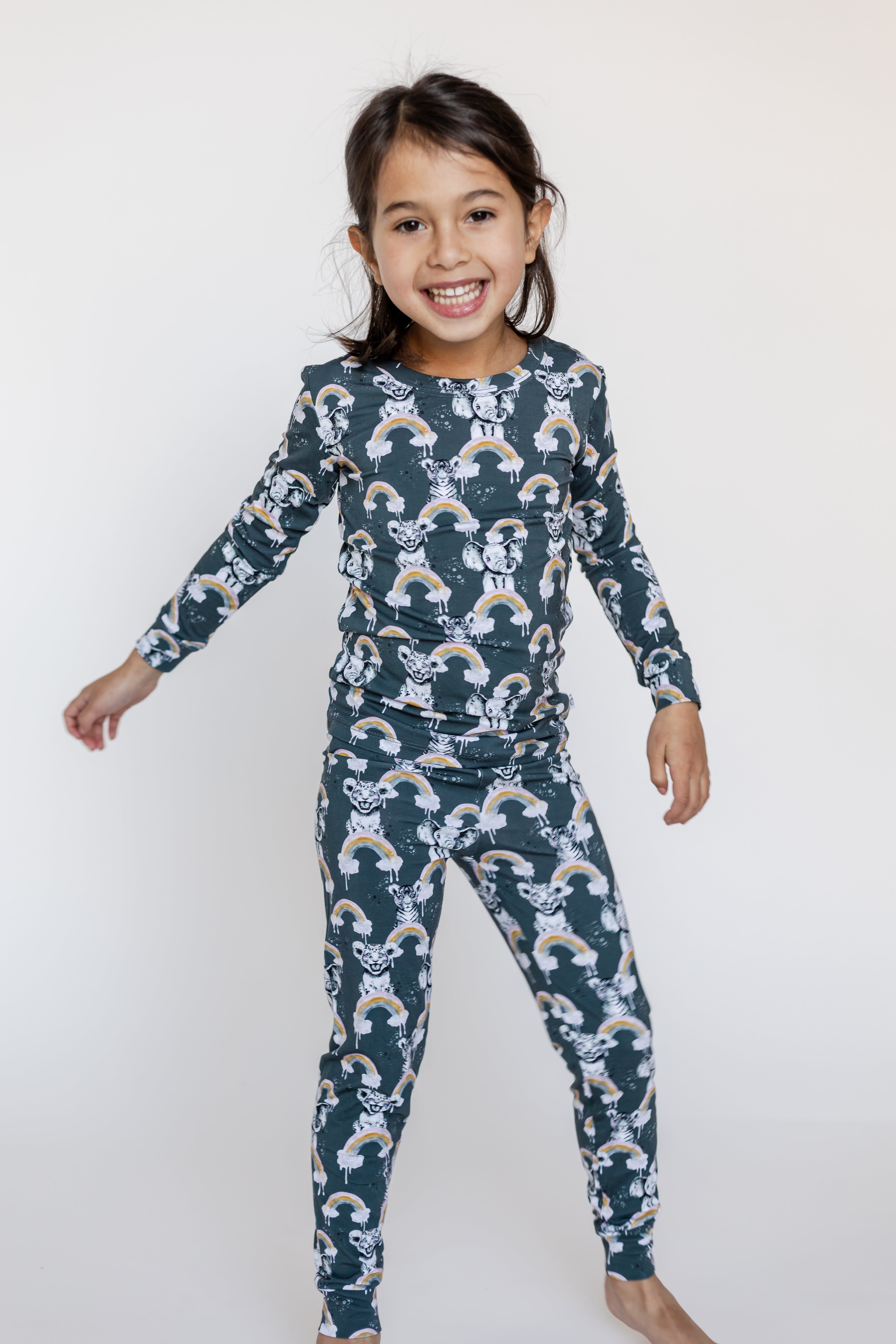 Rainbow Safari Taller-tots Two-piece Pjs