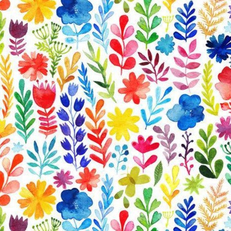 Rainbow Watercolor Floral - Waterproof Wet Bag (for Mealtime, On-the-go, And More!)