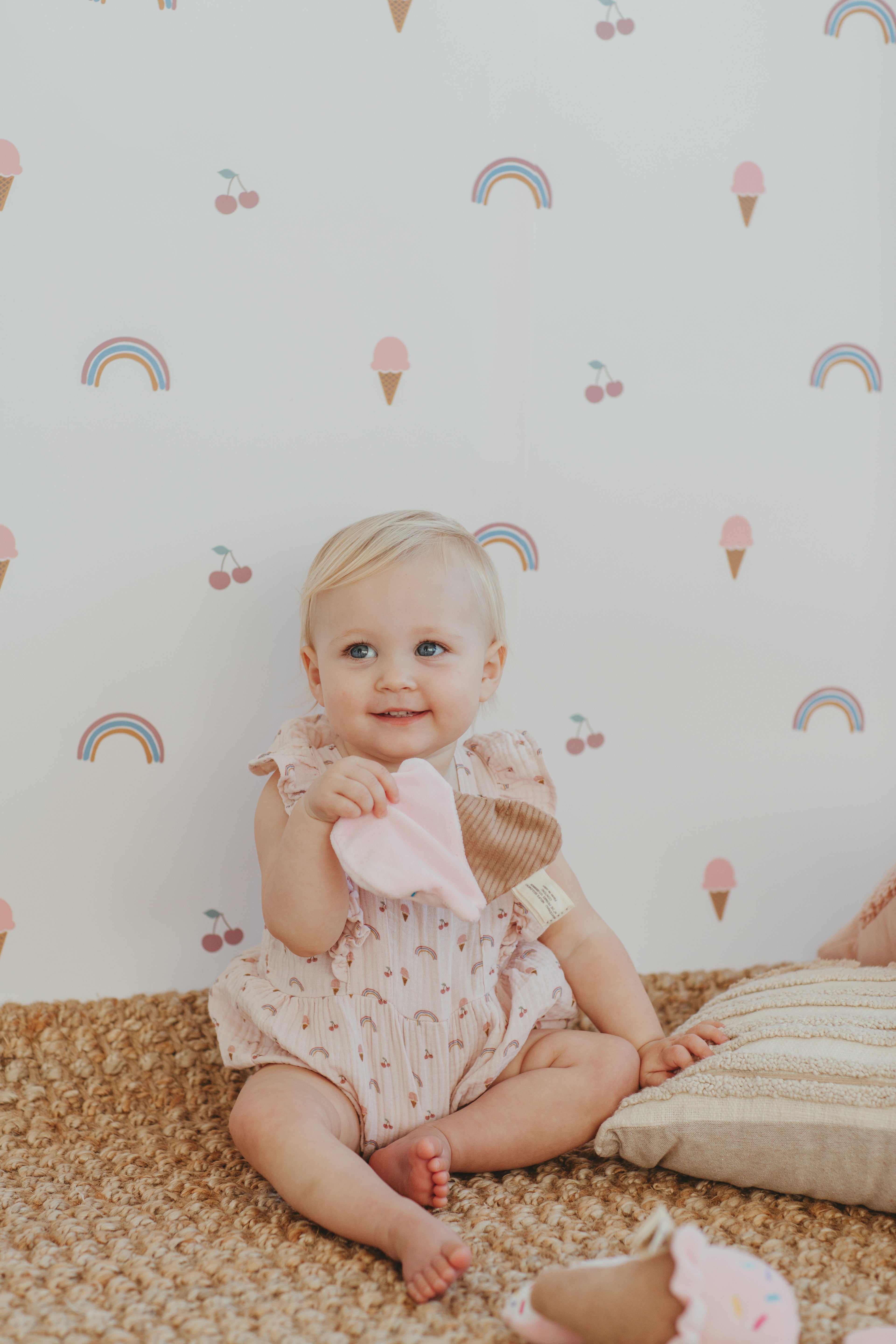 Muslin Flutter Sleeve Romper - Rainbows & Ice Cream