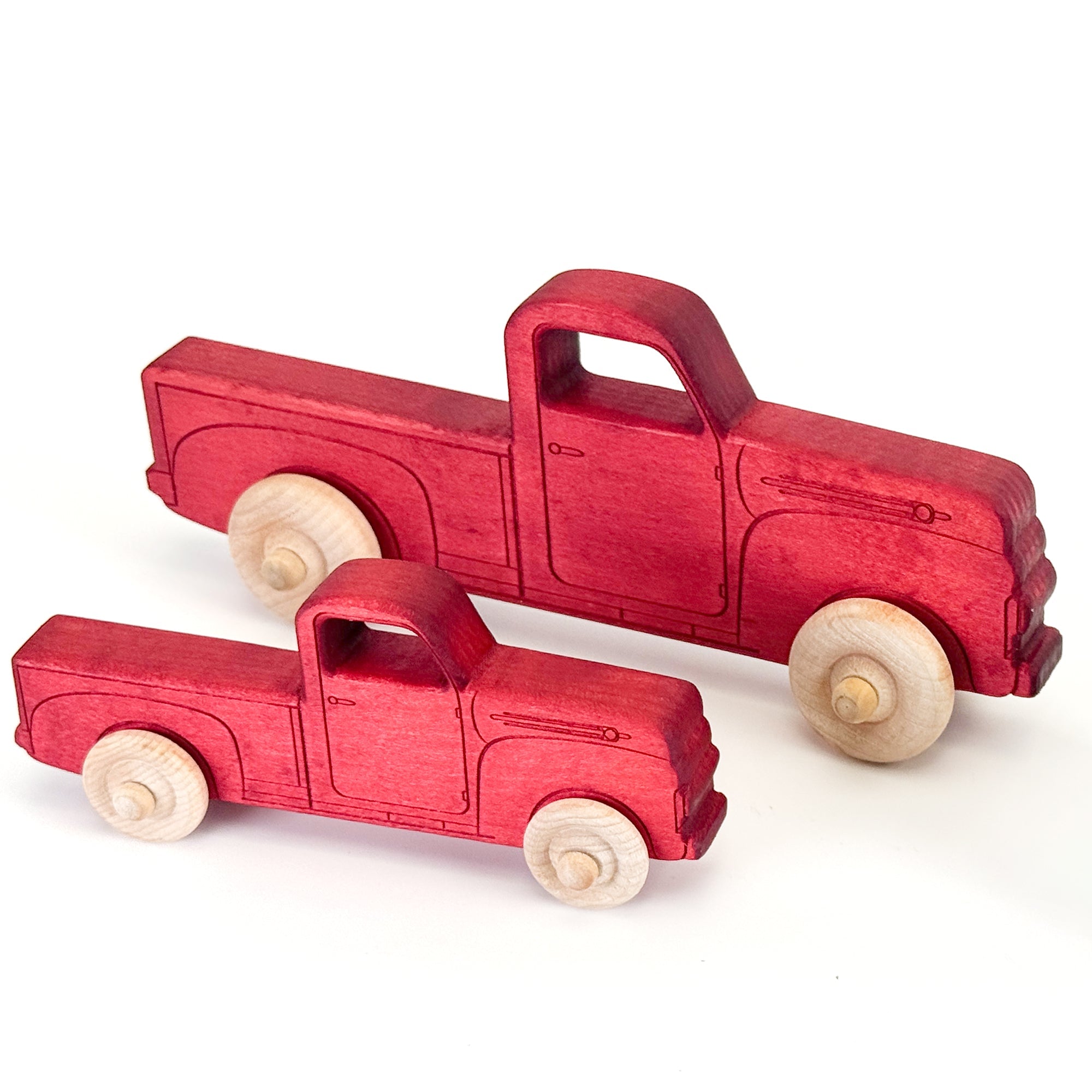 Montessori Educational Red Wooden Pickup Truck For Toddlers 1–3 | Eco-friendly Maple Wood Toy | Made In The Usa 🇺🇸