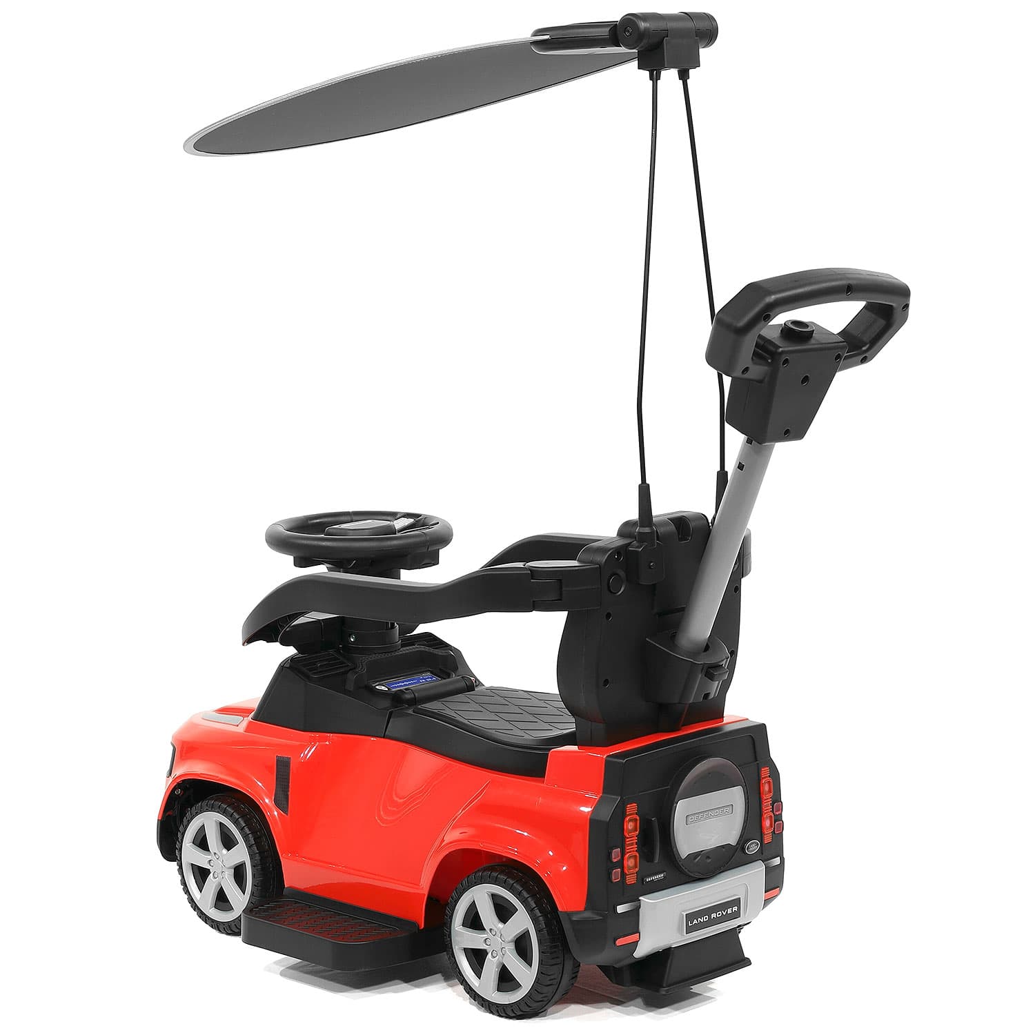 Land Rover Defender Kids Ride On Push Car With Sunshade Canopy | Red