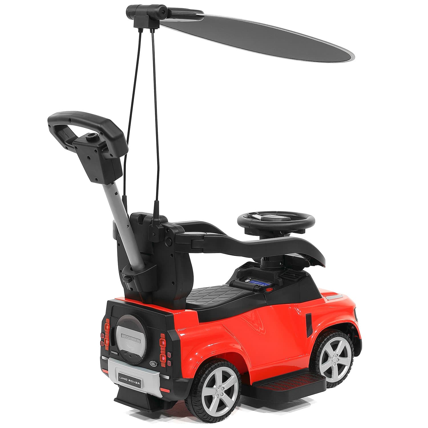 Land Rover Defender Kids Ride On Push Car With Sunshade Canopy | Red