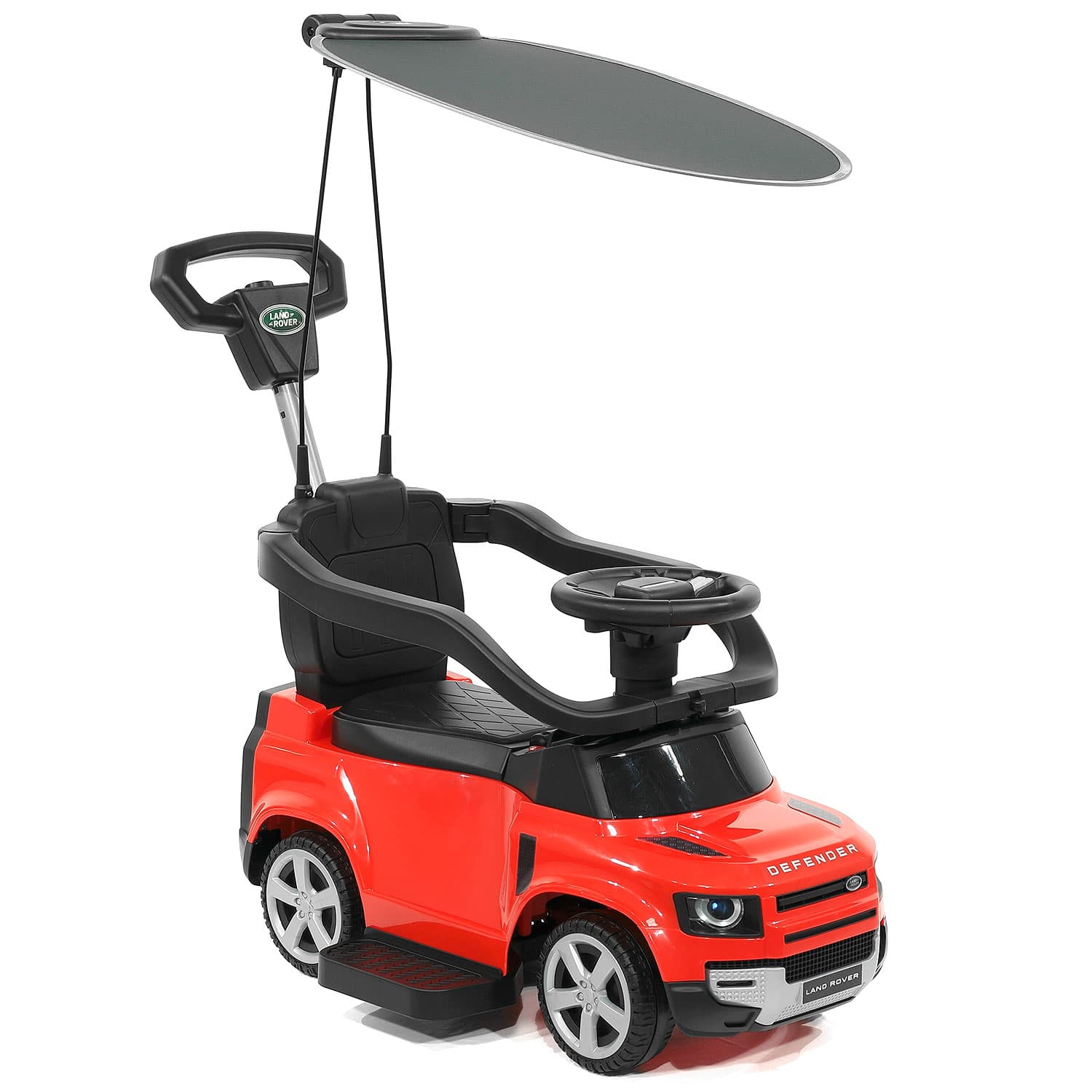 Land Rover Defender Kids Ride On Push Car With Sunshade Canopy | Red