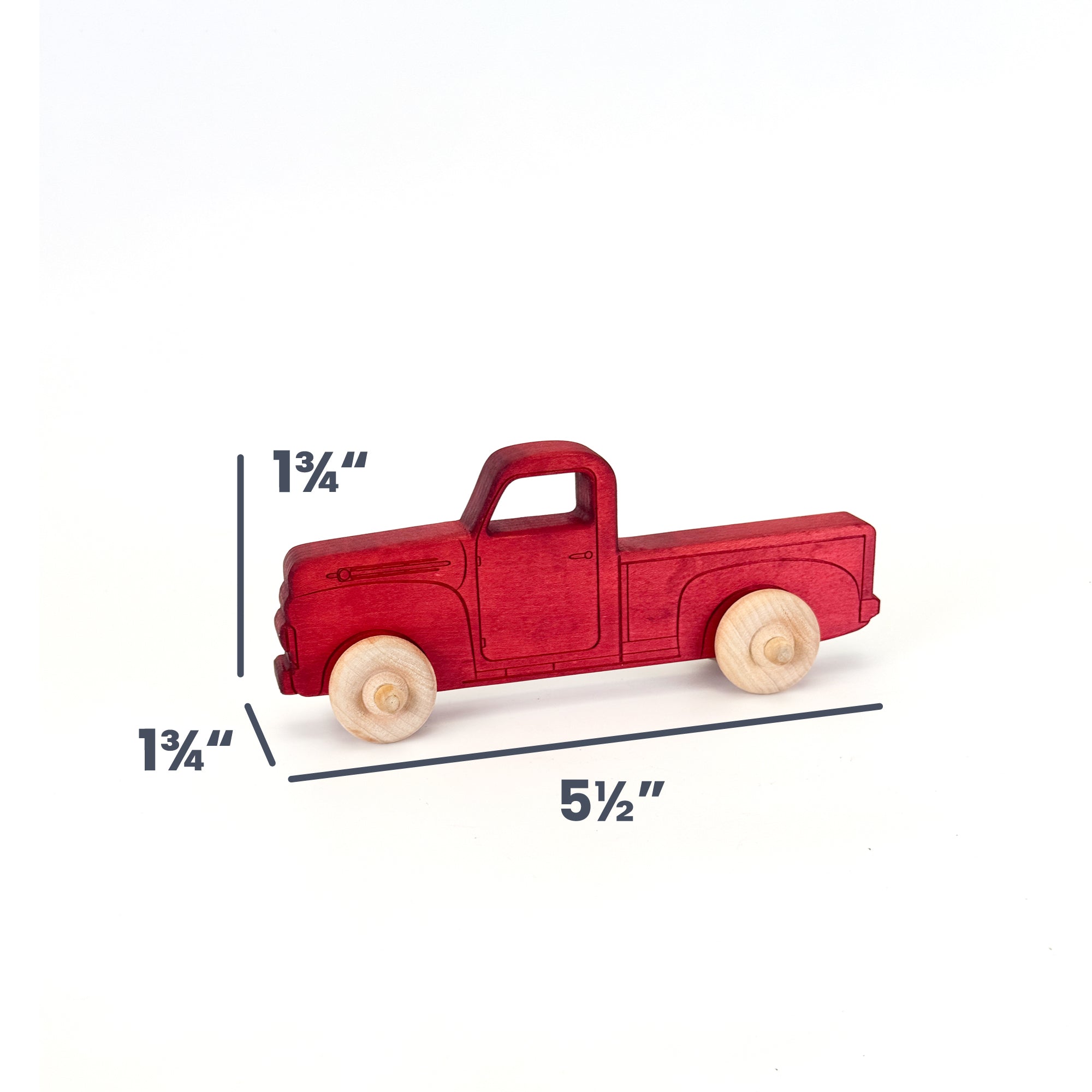 Montessori Educational Small Red Wooden Pickup Truck For Toddlers 1–3 | Eco-friendly Maple Wood Toy | Made In The Usa 🇺🇸