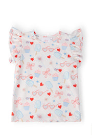 Red, White, & Sweet S/s Ruffle Tee