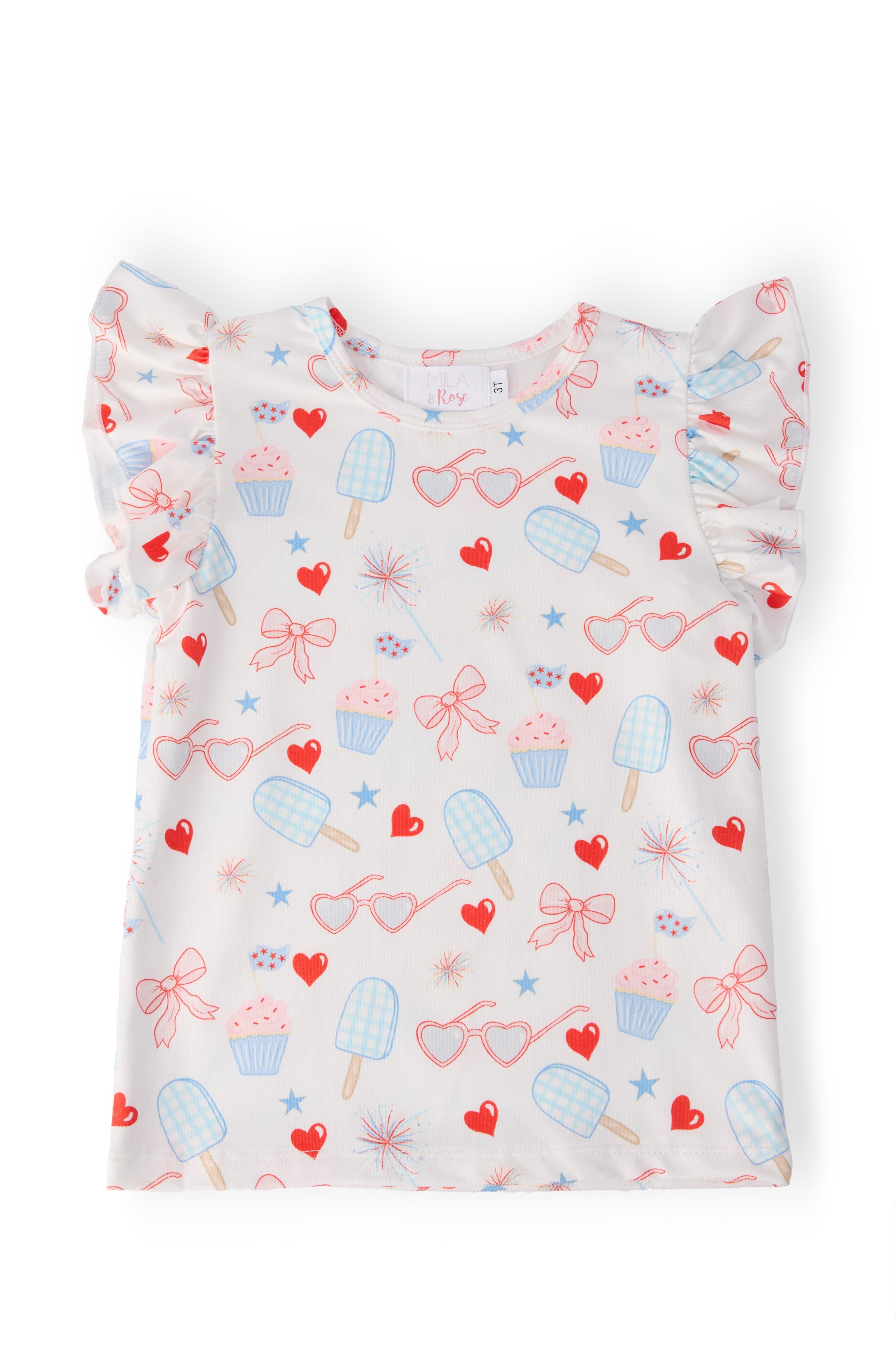 Red, White, & Sweet S/s Ruffle Tee