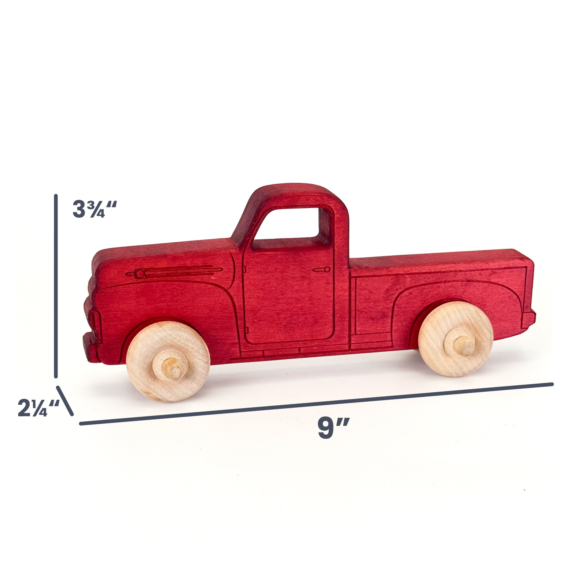 Montessori Educational Red Wooden Pickup Truck For Toddlers 1–3 | Eco-friendly Maple Wood Toy | Made In The Usa 🇺🇸