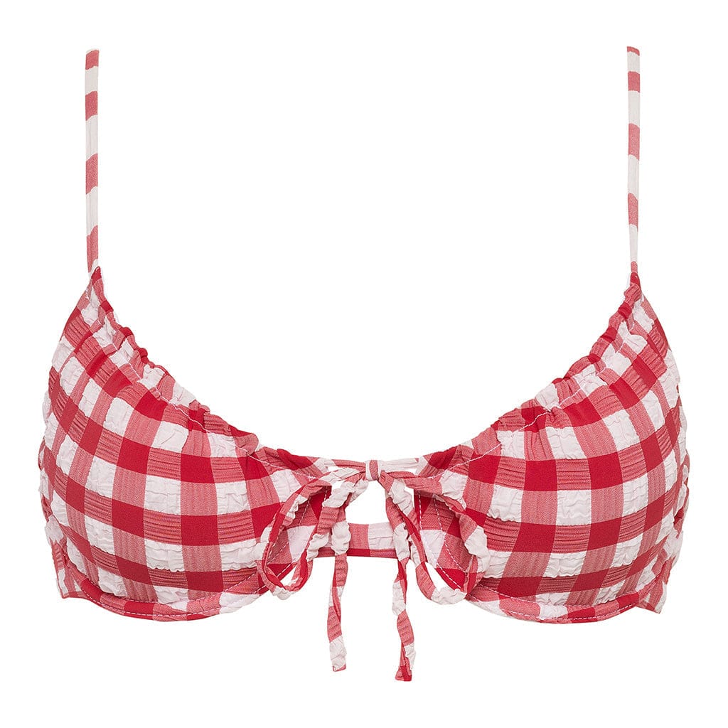 Red Gingham Lucy Bikini Top