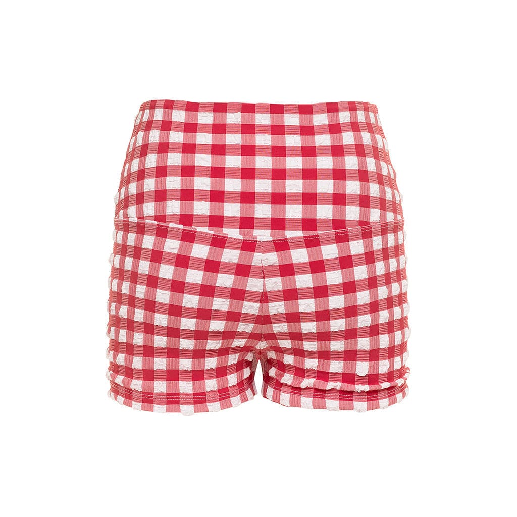 Red Gingham Micro Bike Short