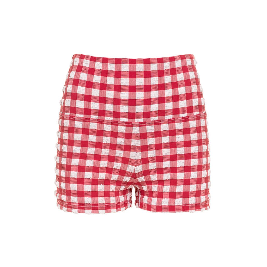 Red Gingham Micro Bike Short