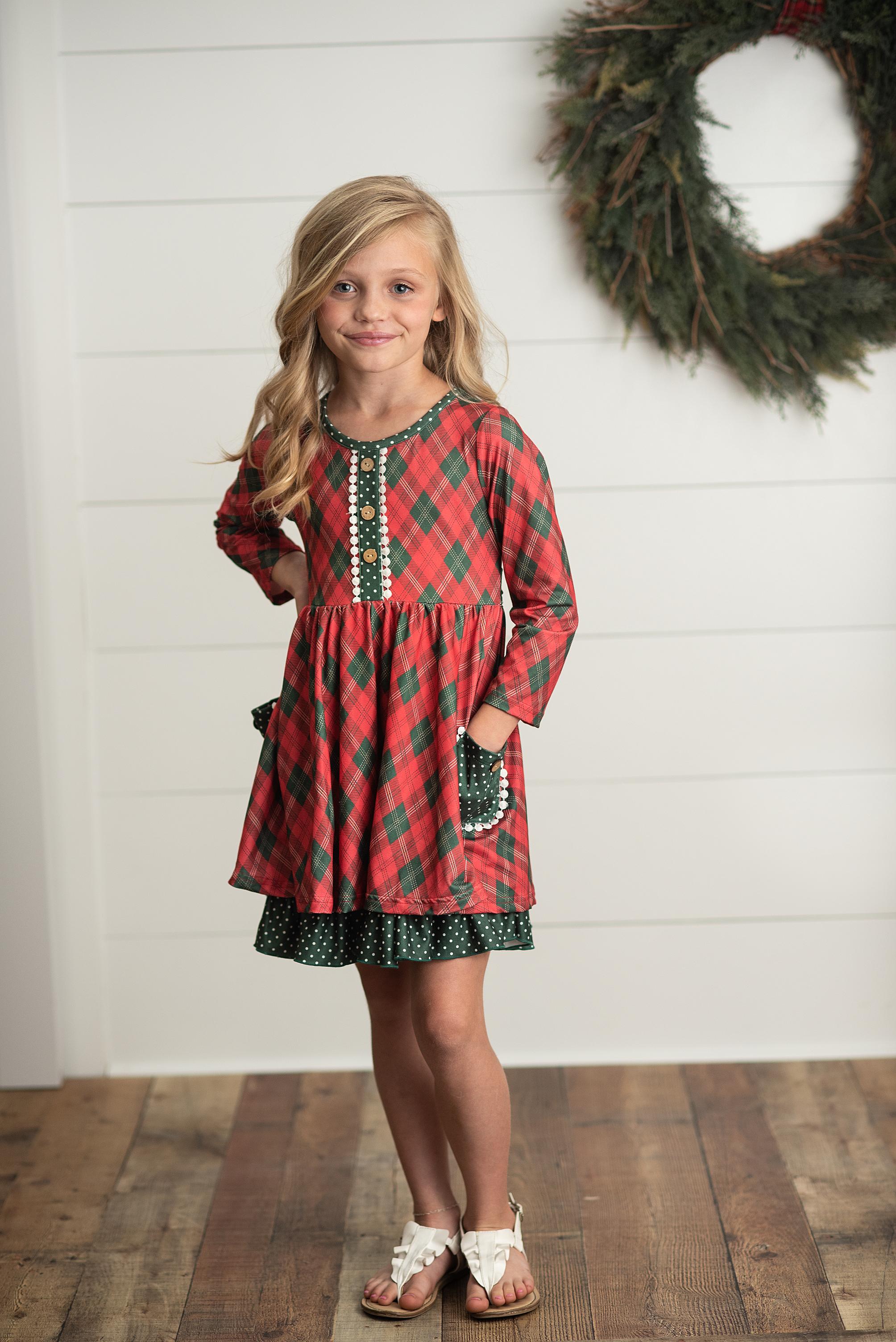 Red Green Plaid Dress