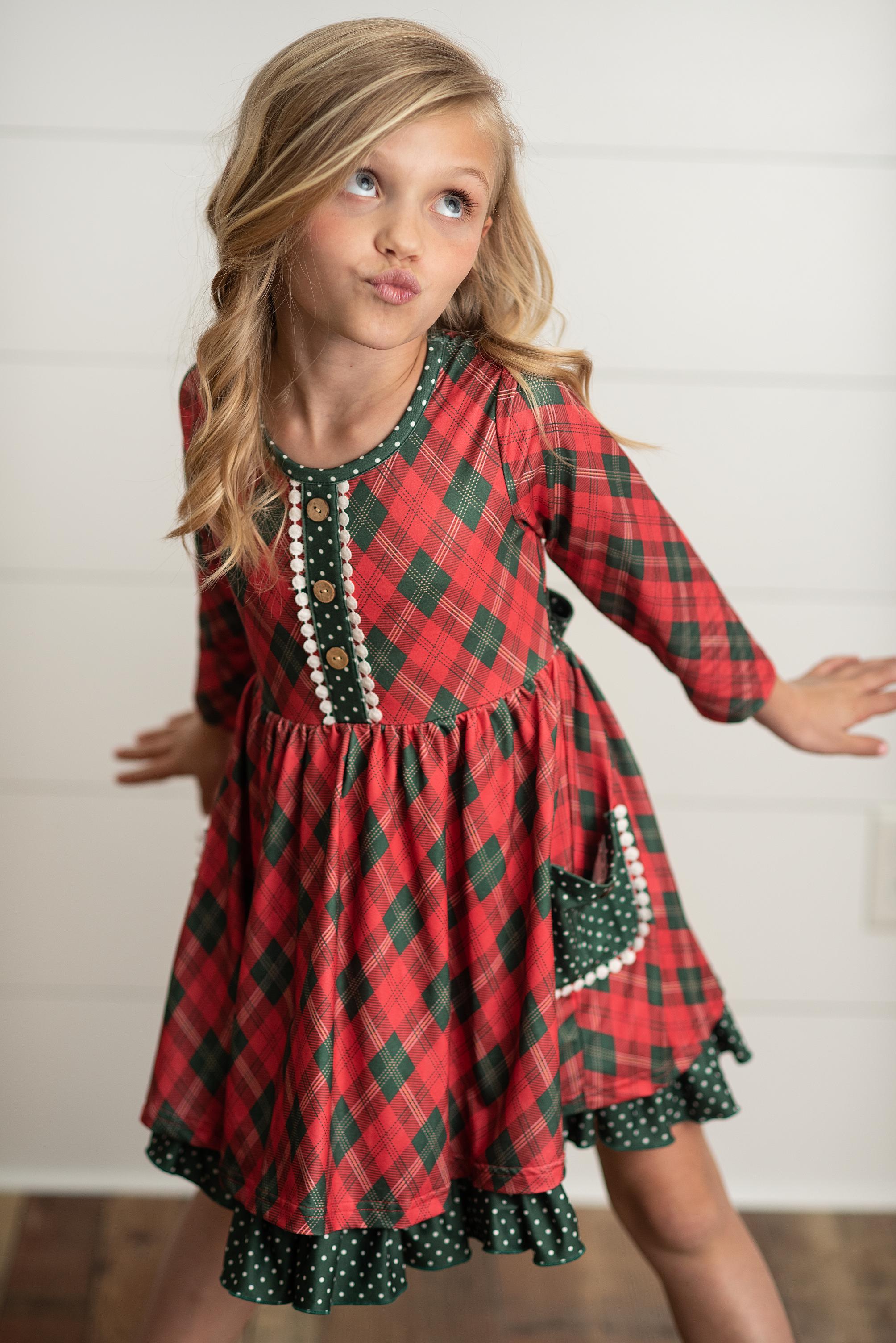Red Green Plaid Dress