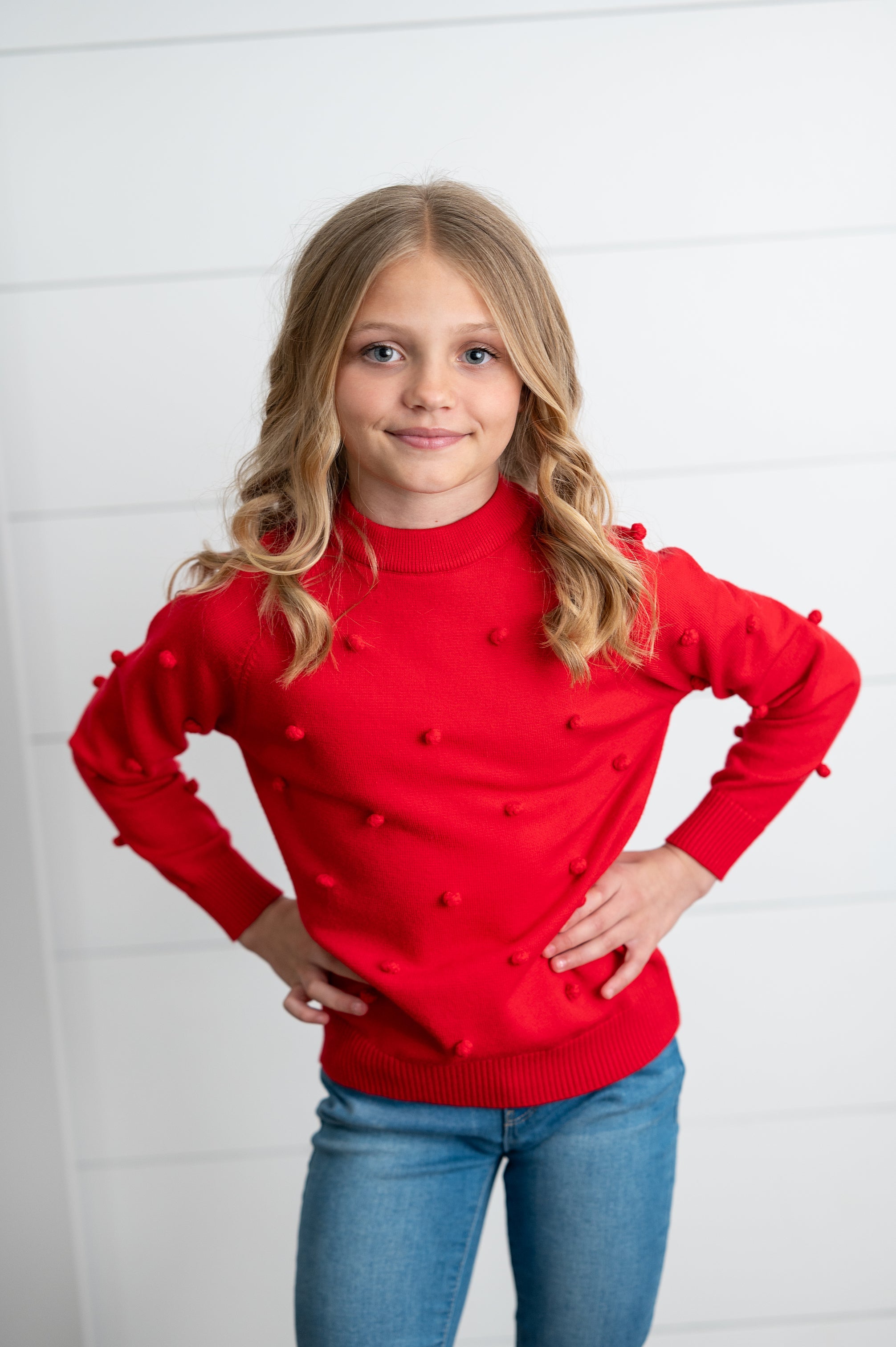 Red Pom Sweater