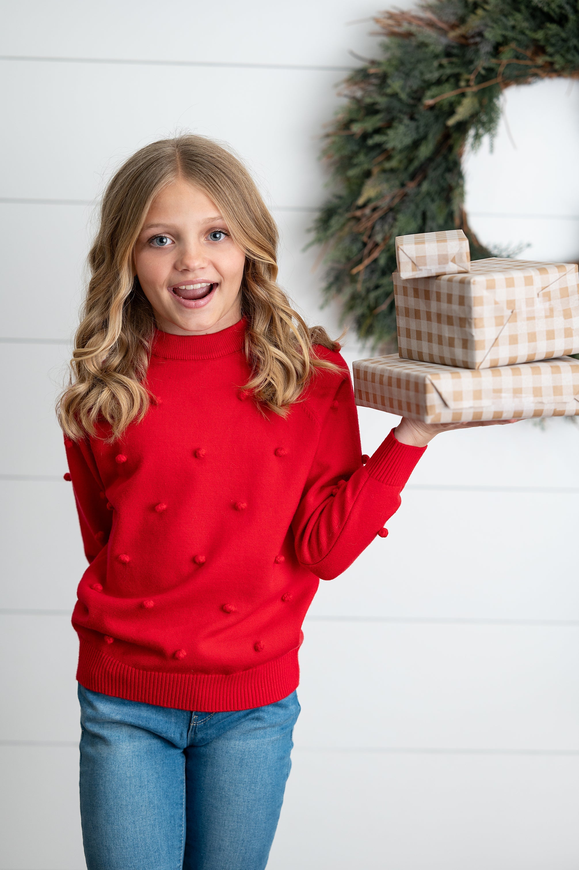 Red Pom Sweater