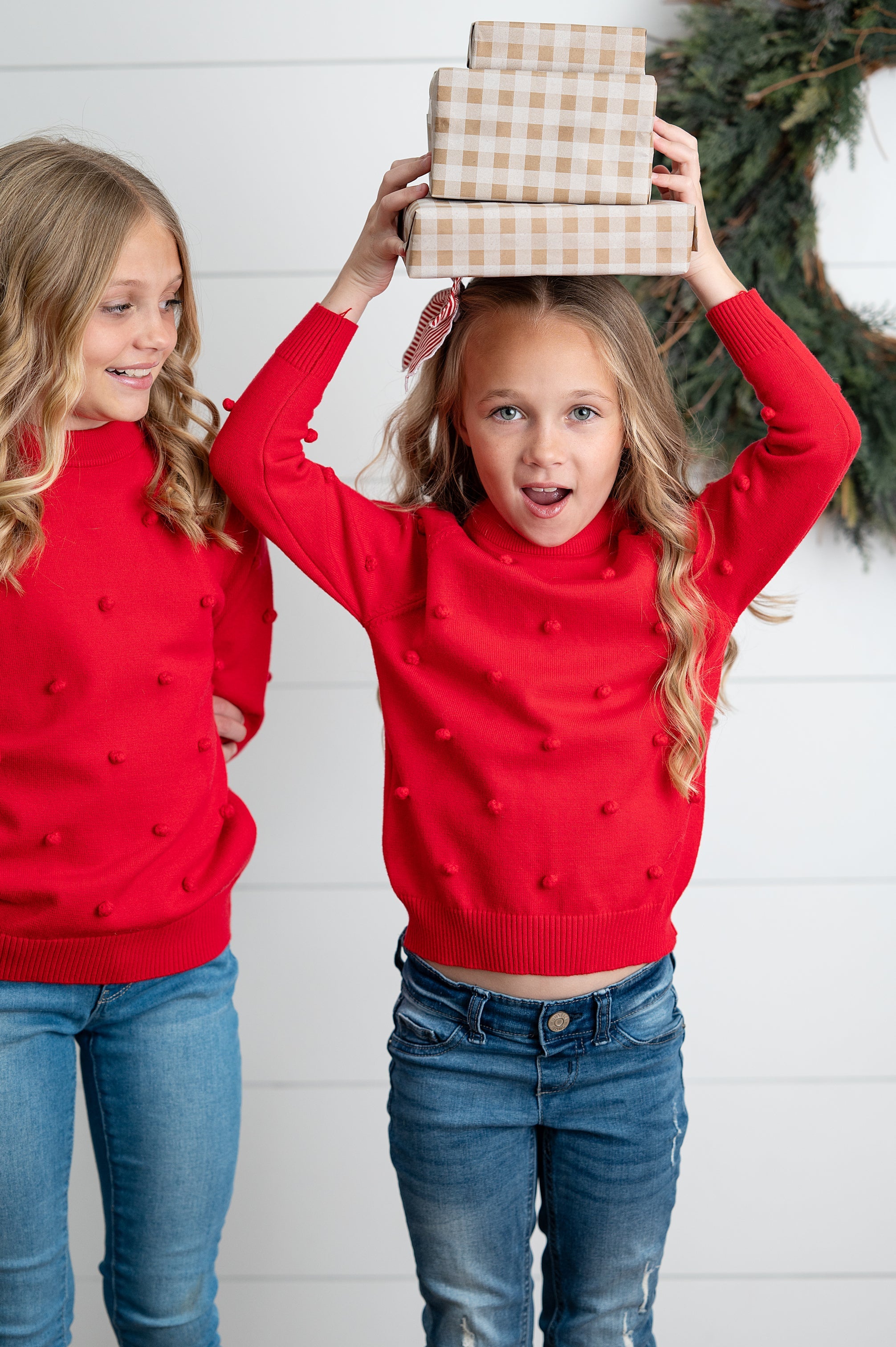 Red Pom Sweater
