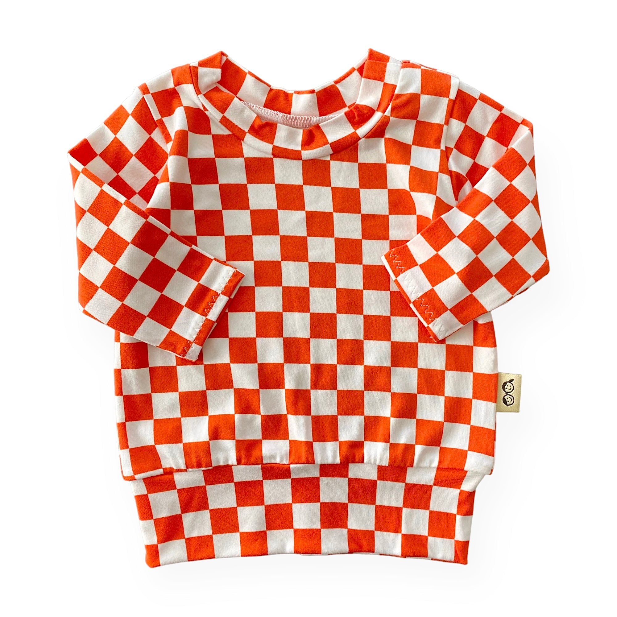 Orange Retro Checkered Lounge Top