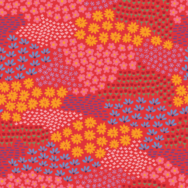 Quilted Skirt In Red Floral