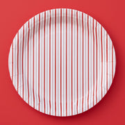 Red Fine Stripes Plates (set Of 8)