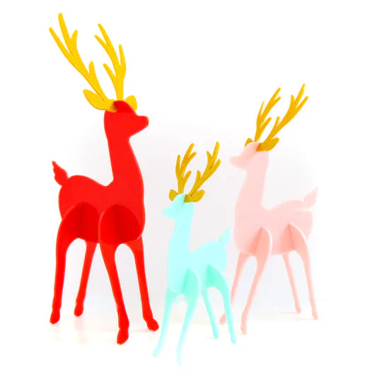 Acrylic Reindeer Set (red/pink)