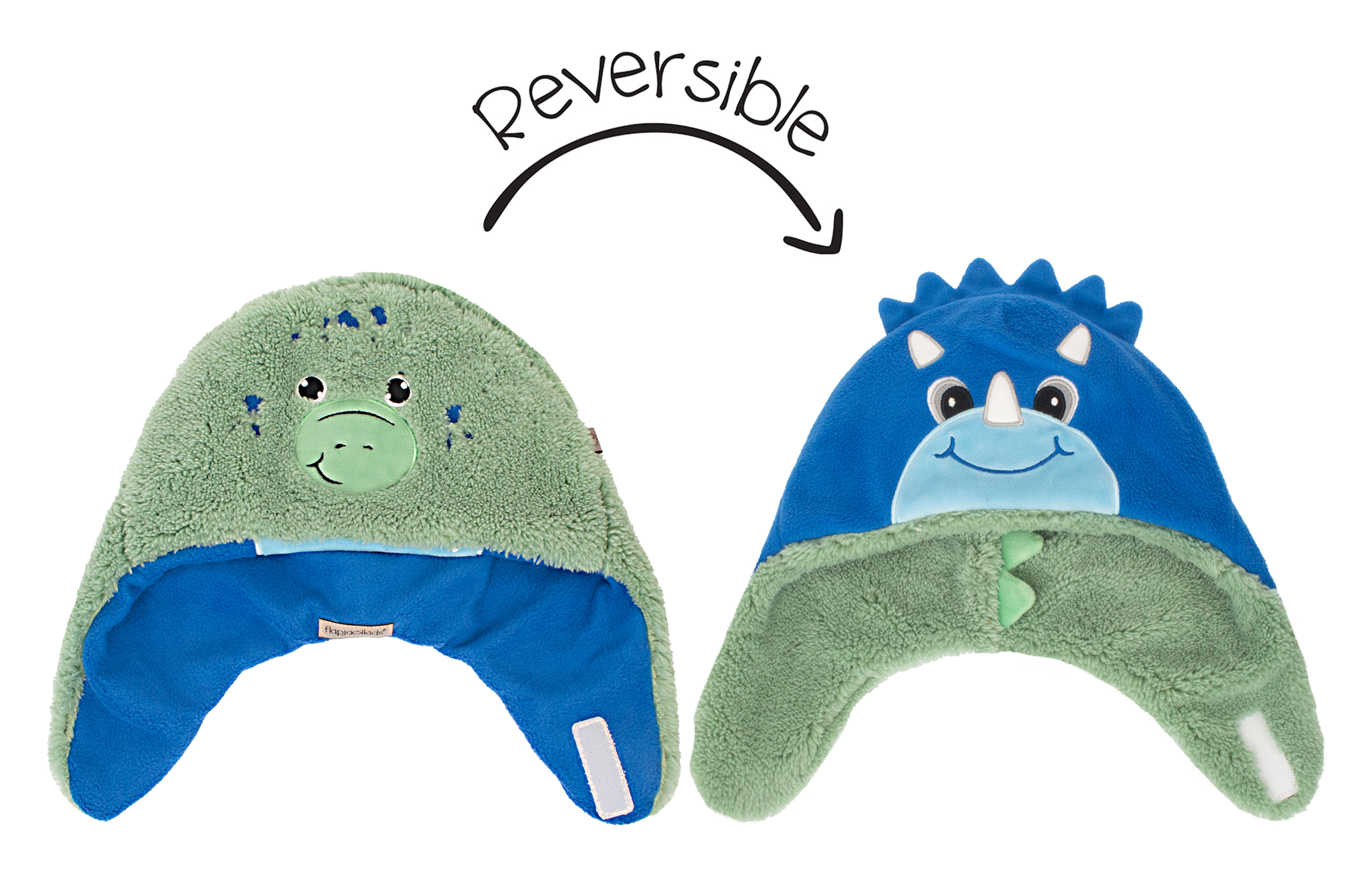 Baby/kids Reversible Sherpa Hat - Dino Green