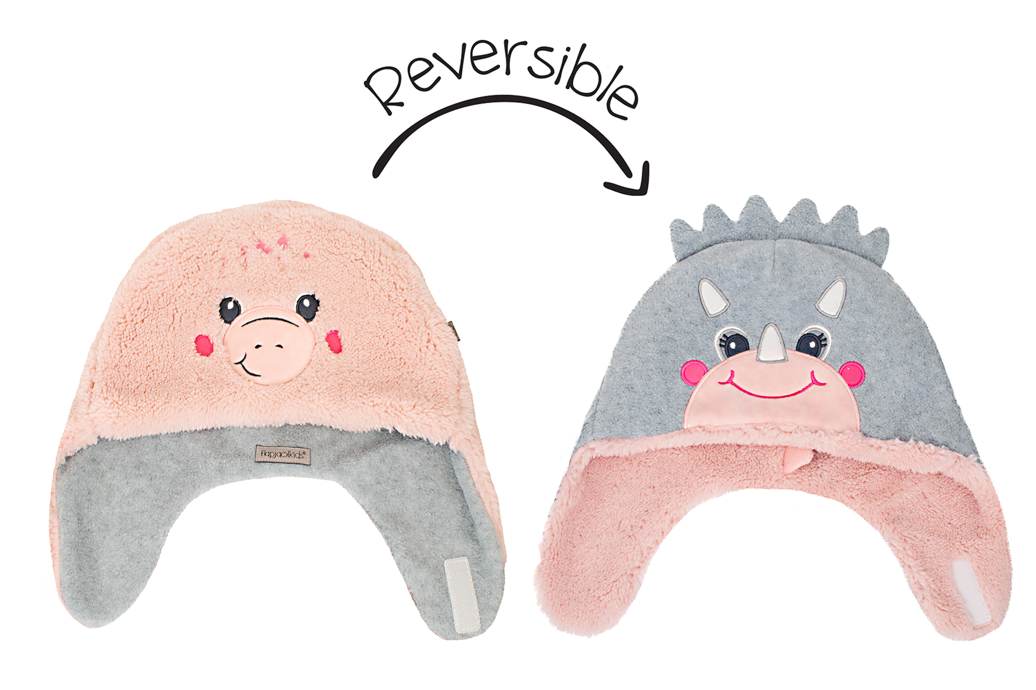 Baby/kids Reversible Sherpa Hat - Dino Pink