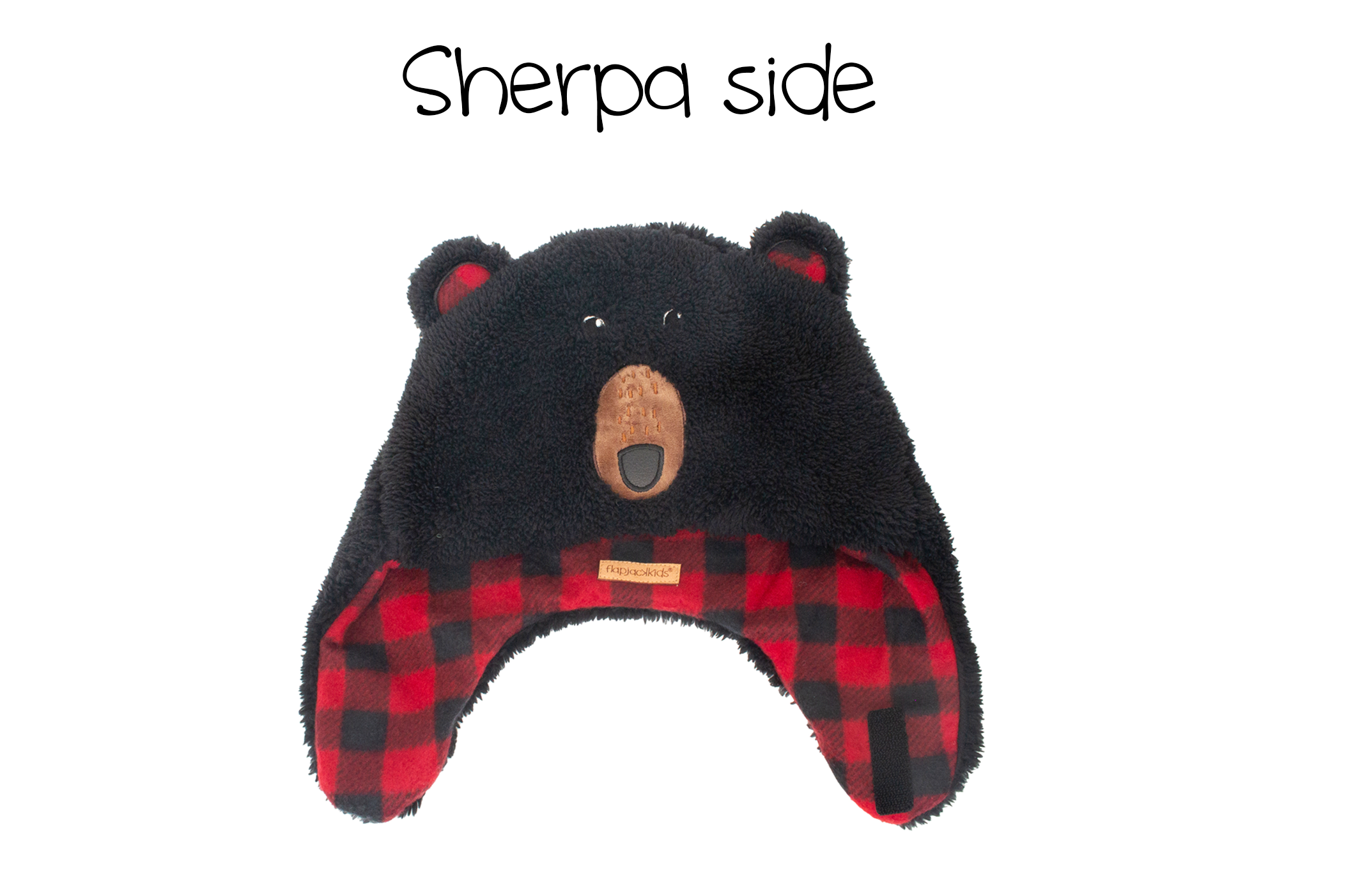 Baby/kids Reversible Sherpa Hat - Black Bear/monkey