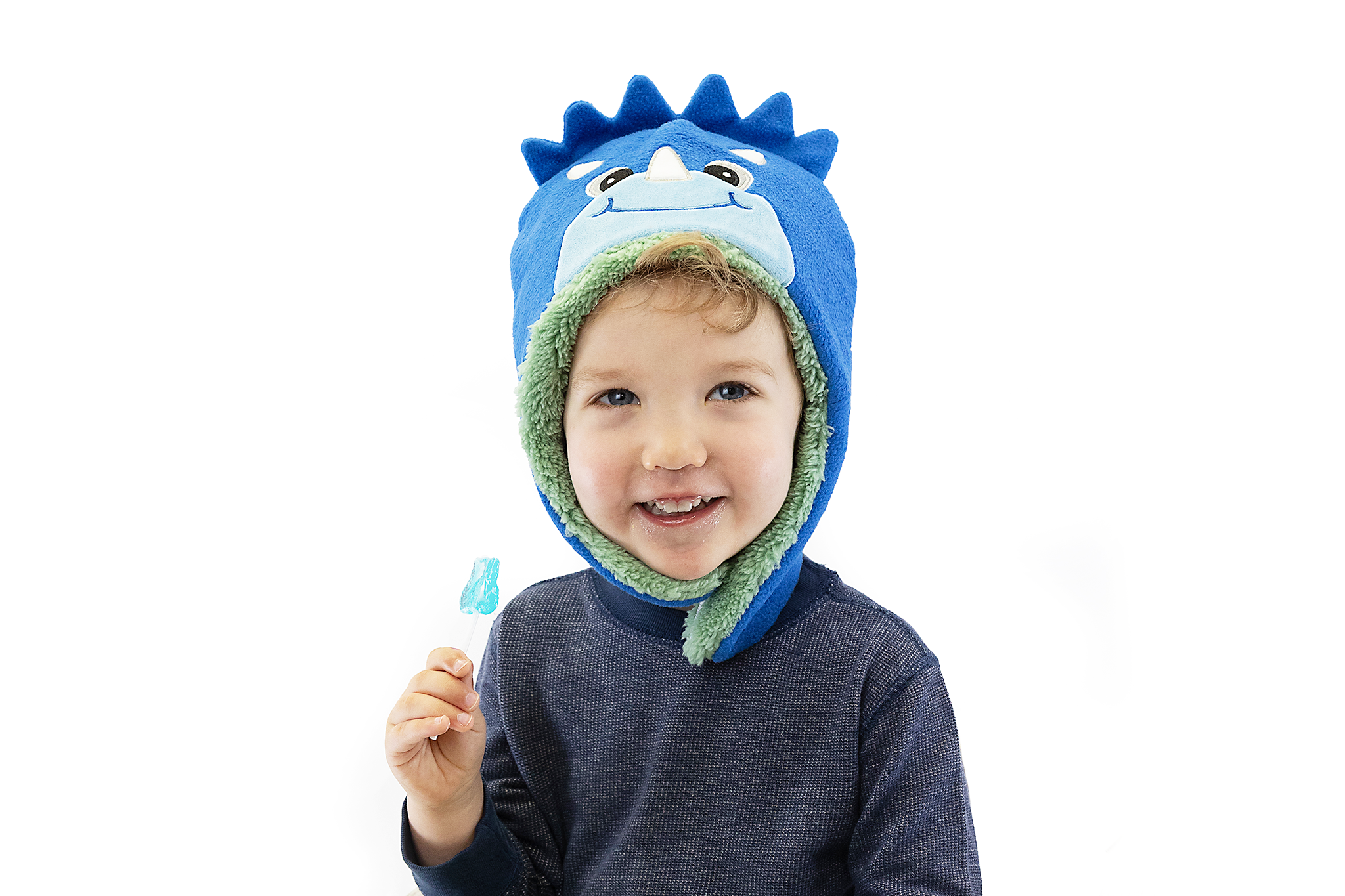 Baby/kids Reversible Sherpa Hat - Dino Green