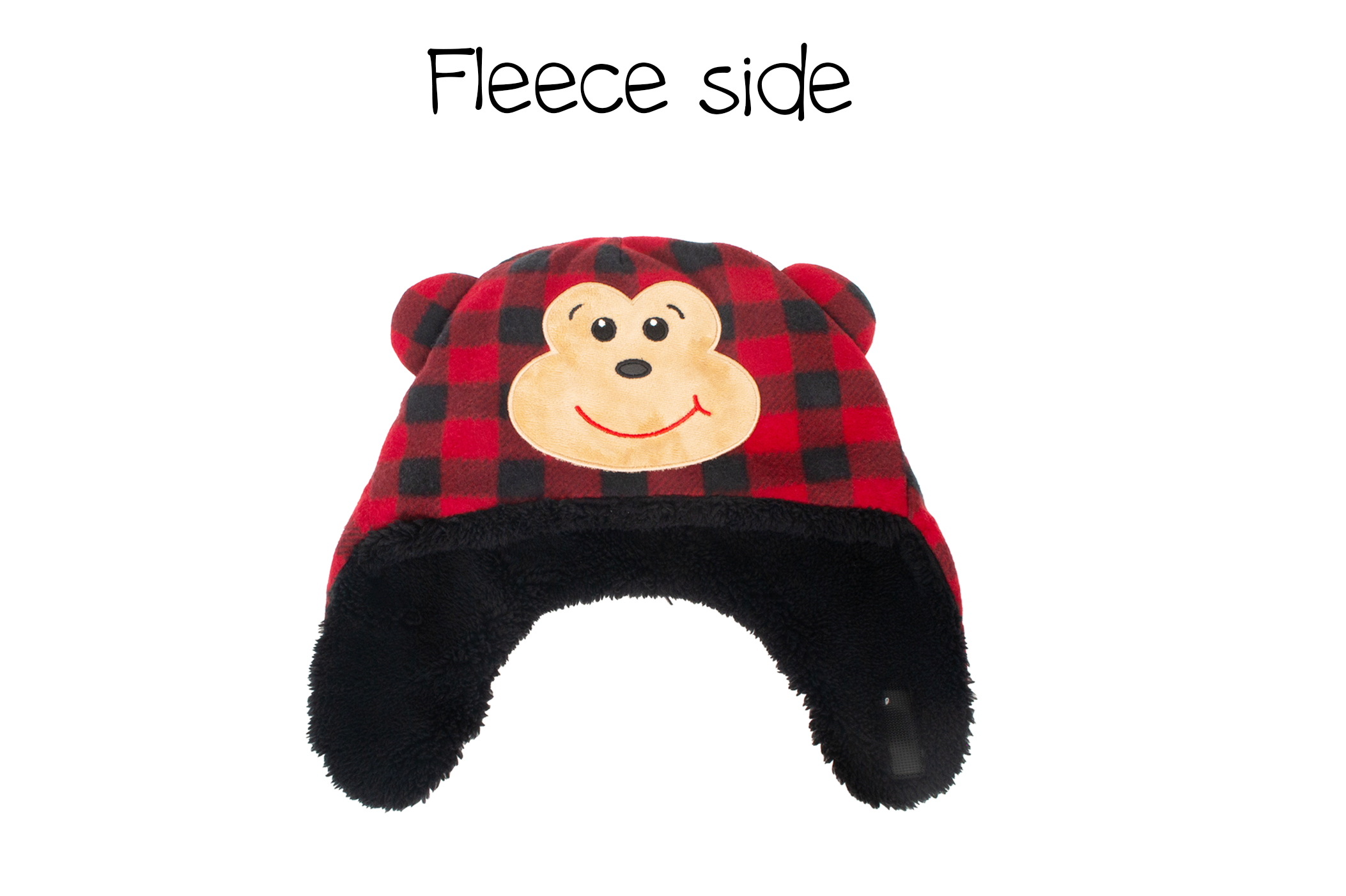 Baby/kids Reversible Sherpa Hat - Black Bear/monkey