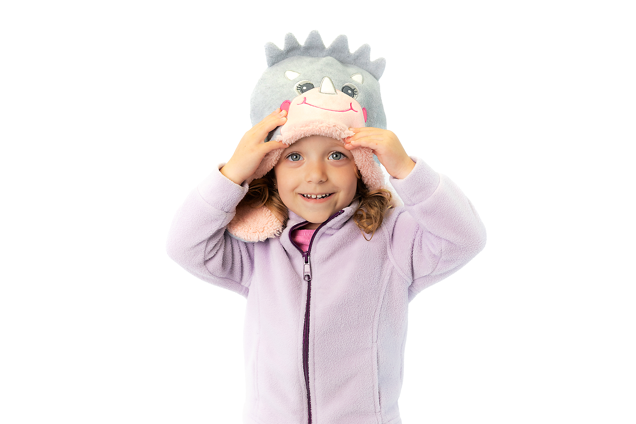 Baby/kids Reversible Sherpa Hat - Dino Pink