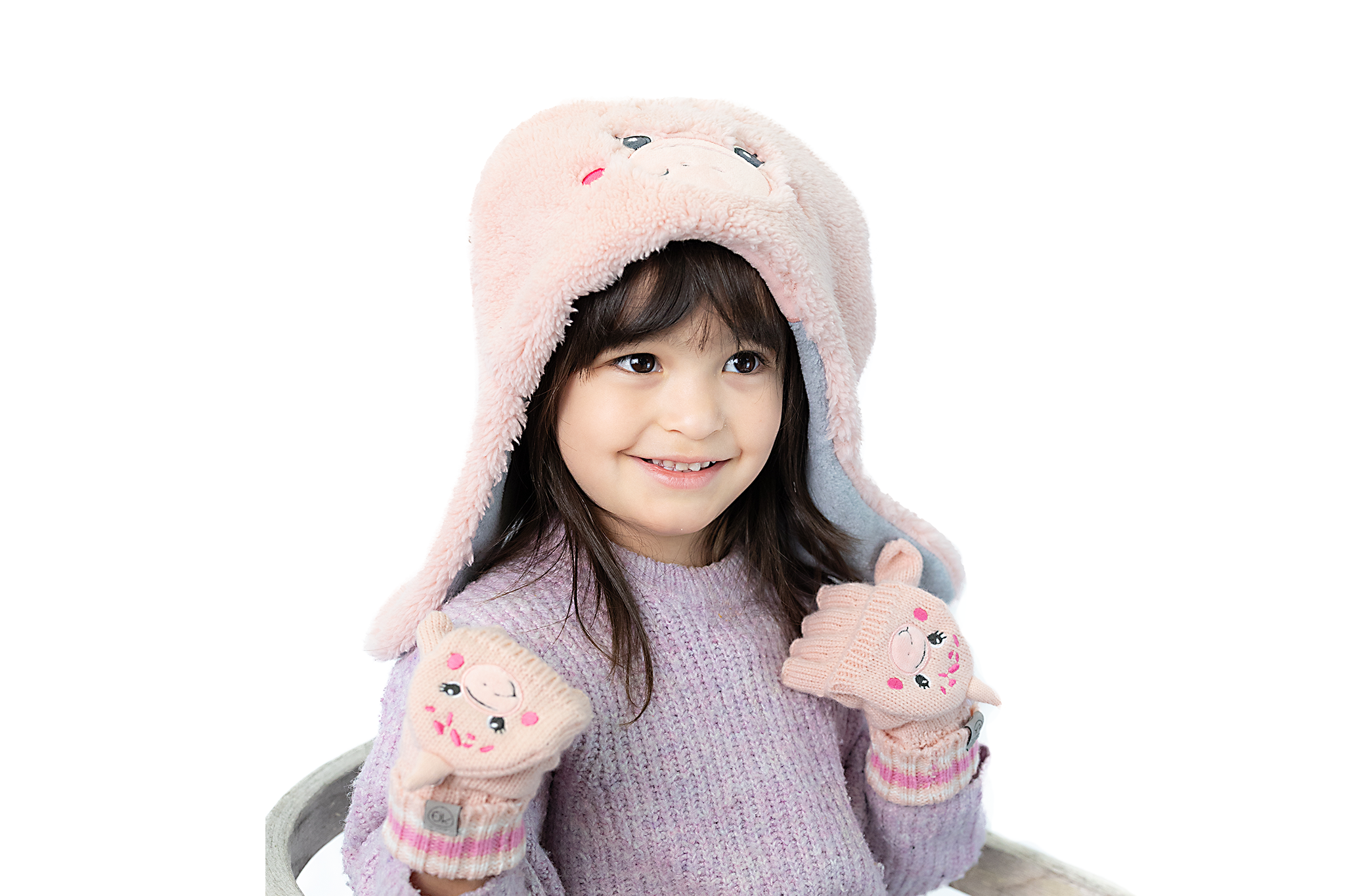 Baby/kids Reversible Sherpa Hat - Dino Pink