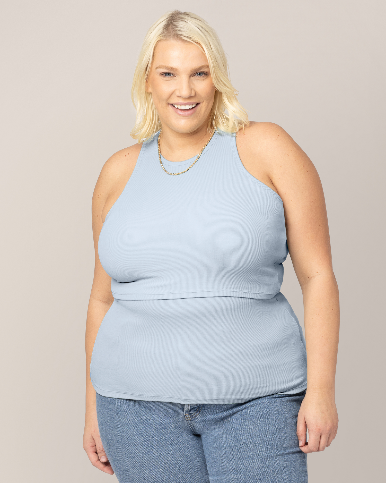 Ribbed Bamboo Racerback Nursing Tank | French Blue