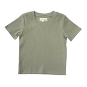 Girls Ribbed Short Sleeve Tee In Evergreen