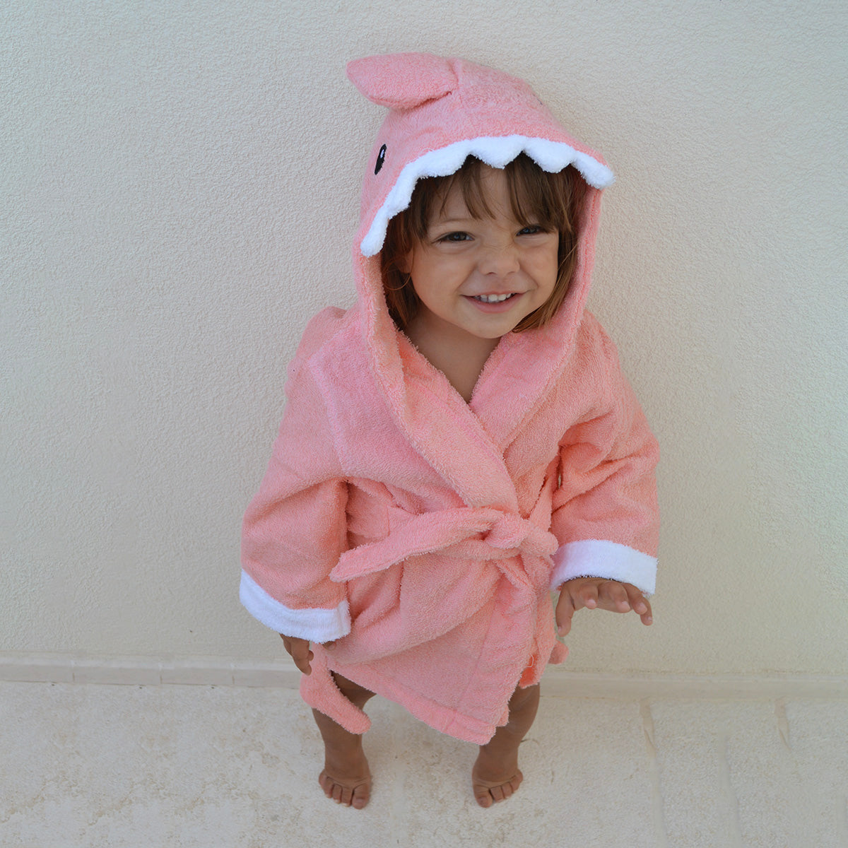 Baby Bathrobe Cotton Pink Shark