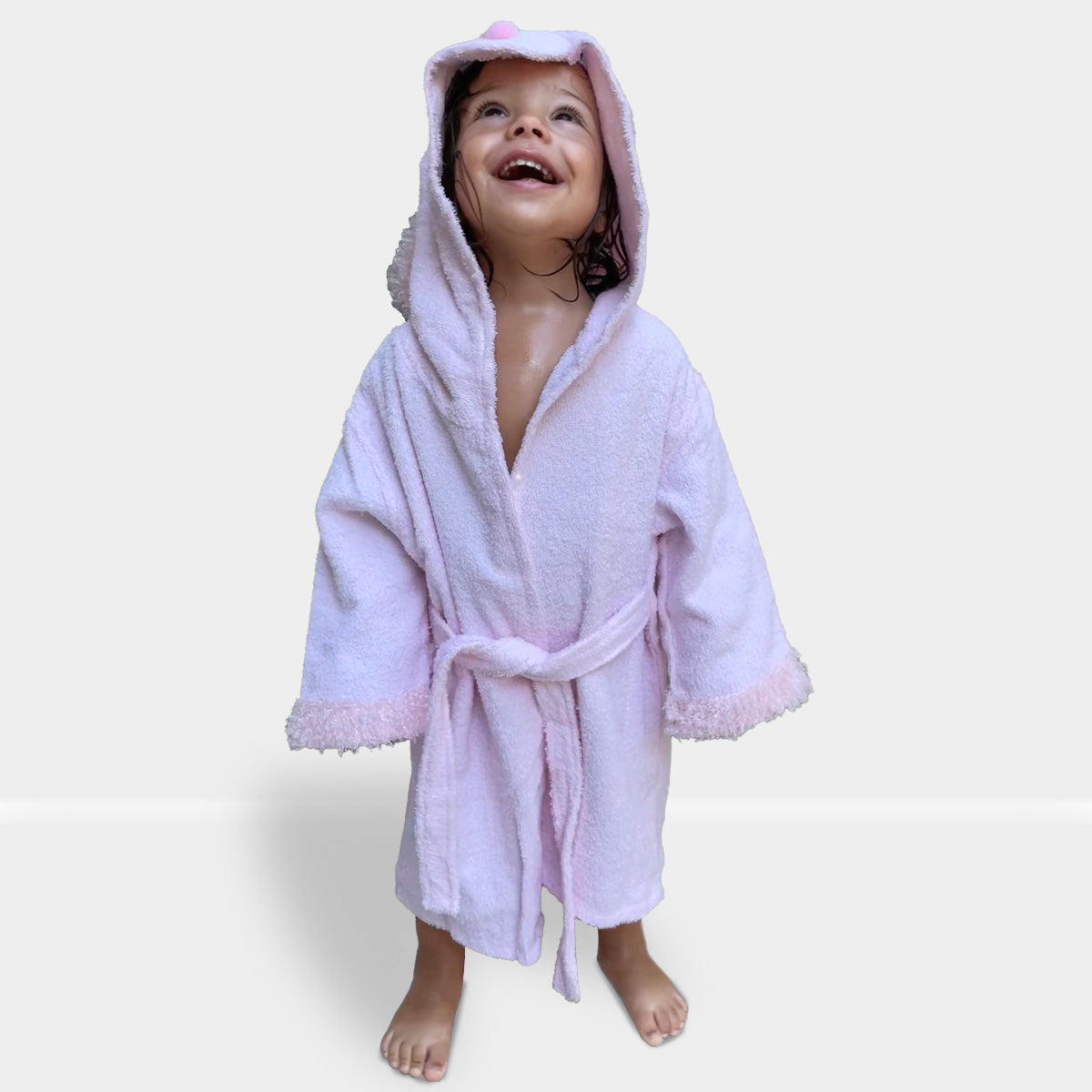 Baby Bathrobe Cotton Pink Rabbit