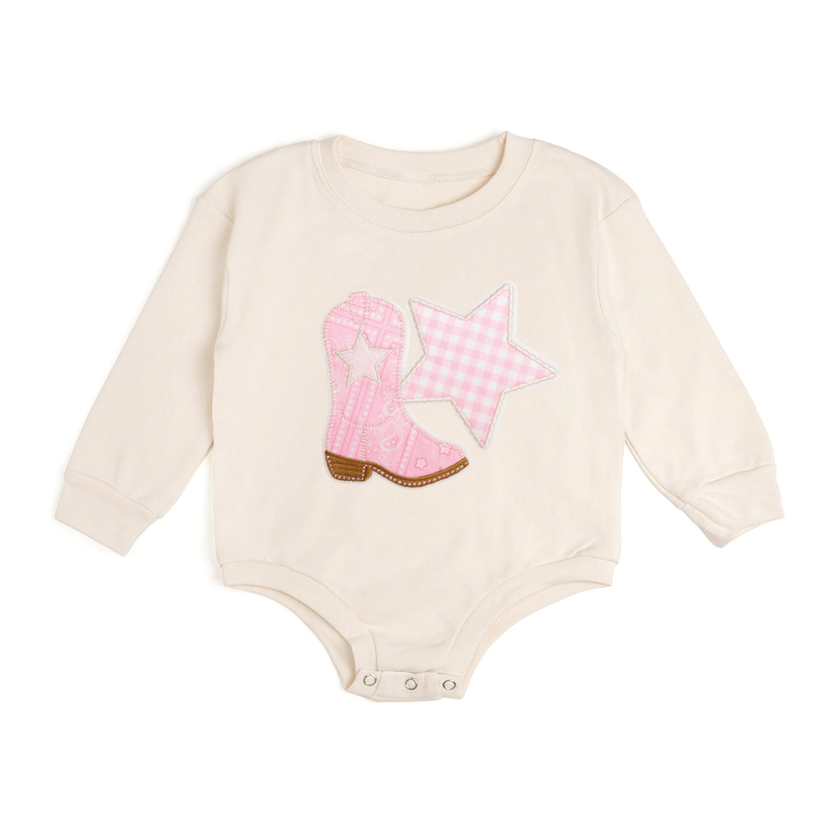 Bandana Cowgirl Patch Western Long Sleeve Romper