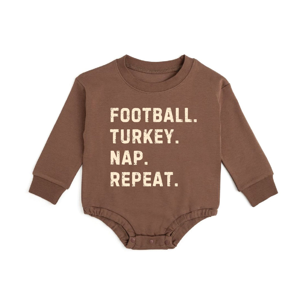Football Turkey Nap Thanksgiving Long Sleeve Romper