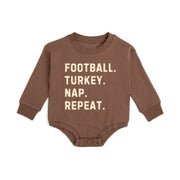 Football Turkey Nap Thanksgiving Long Sleeve Romper