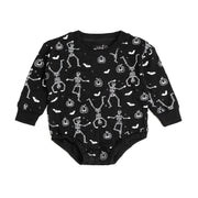 Glow In The Dark Silly Skelly Halloween Long Sleeve Romper