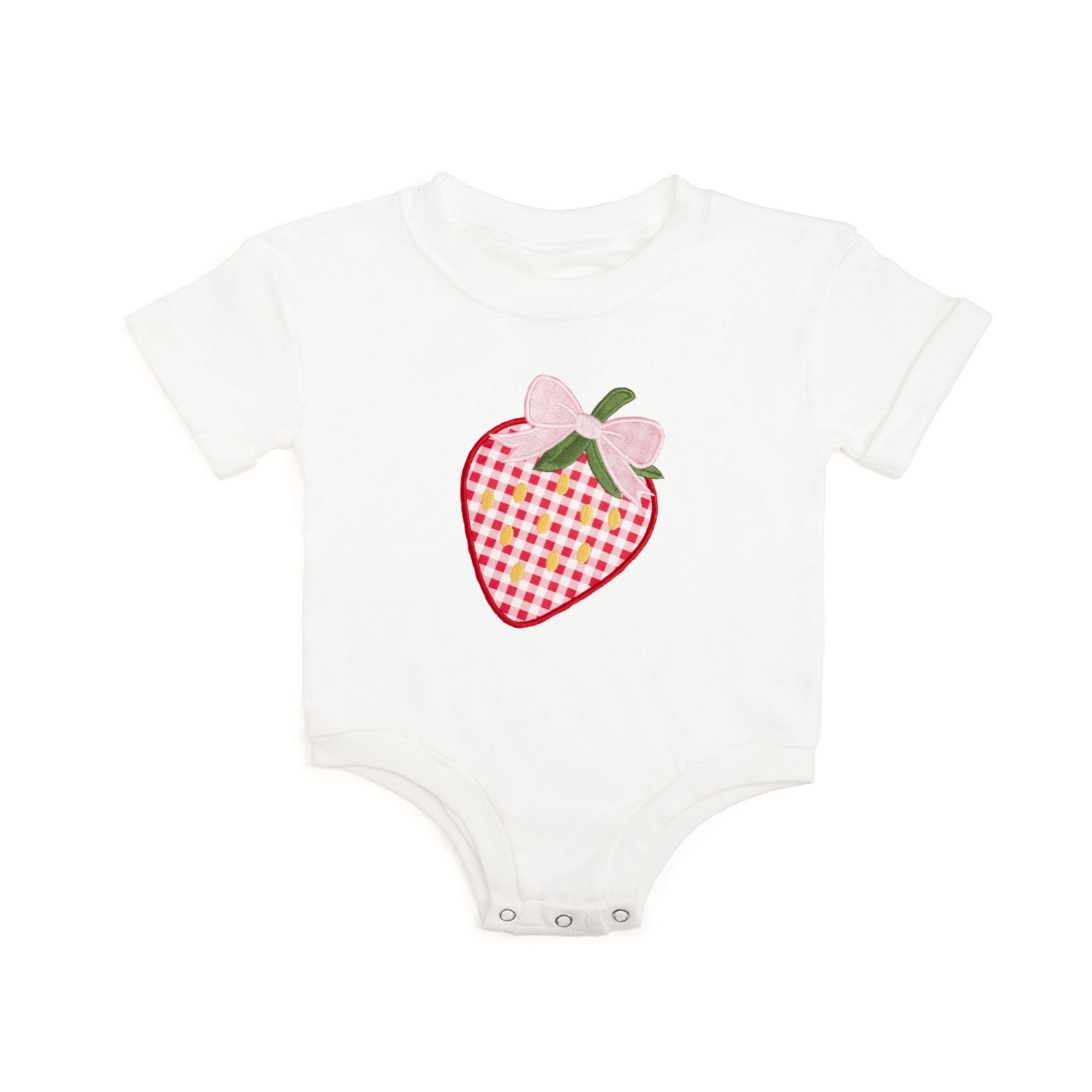 Strawberry Patchwork Short Sleeve Romper