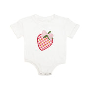 Strawberry Patchwork Short Sleeve Romper
