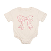 Ditsy Floral Bow Patch Short Sleeve Romper