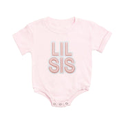 Lil Sis Embroidered Patch Short Sleeve Romper