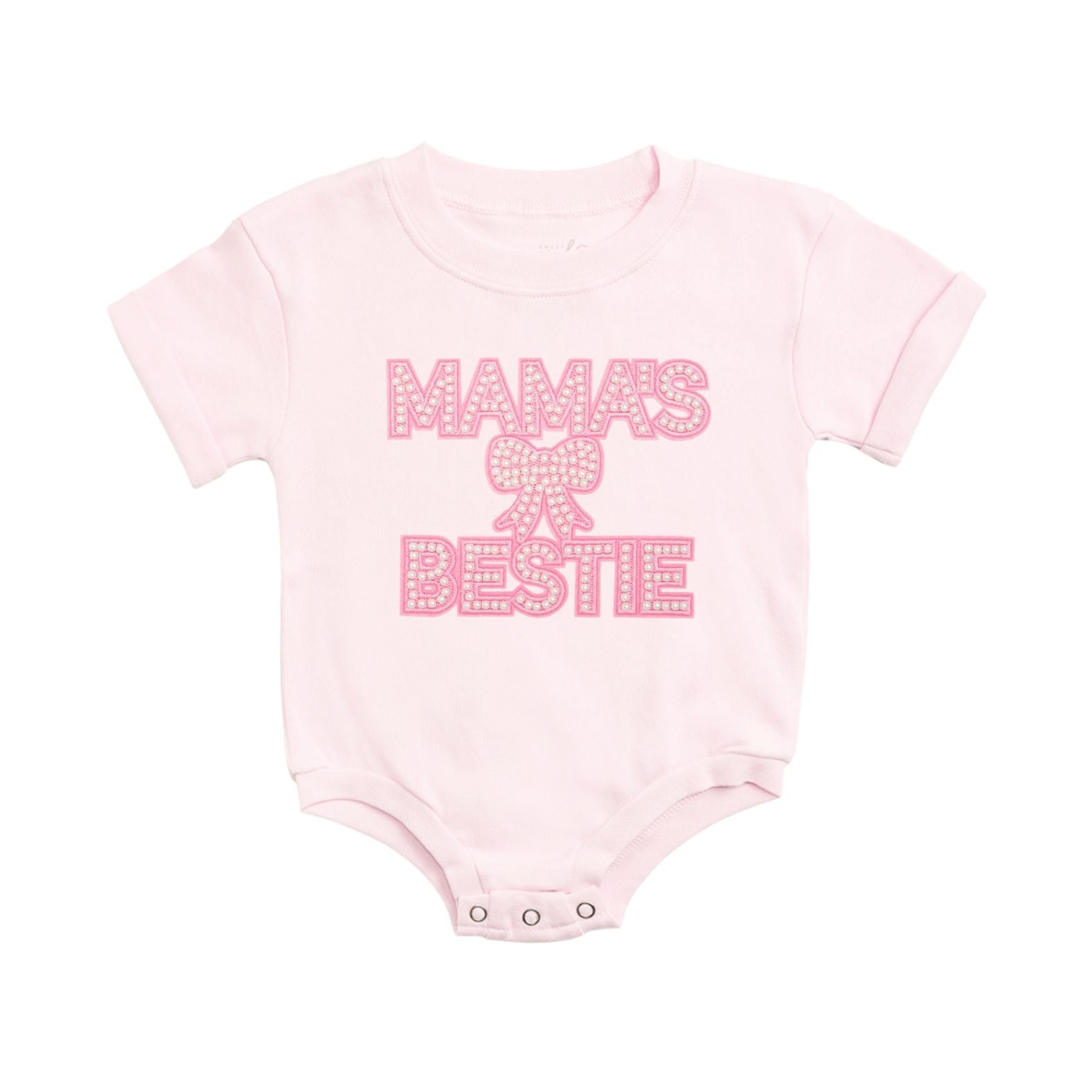 Mama's Bestie Pearl Patch Short Sleeve Romper
