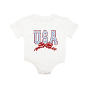 Usa Stars & Bow Patch Short Sleeve Romper