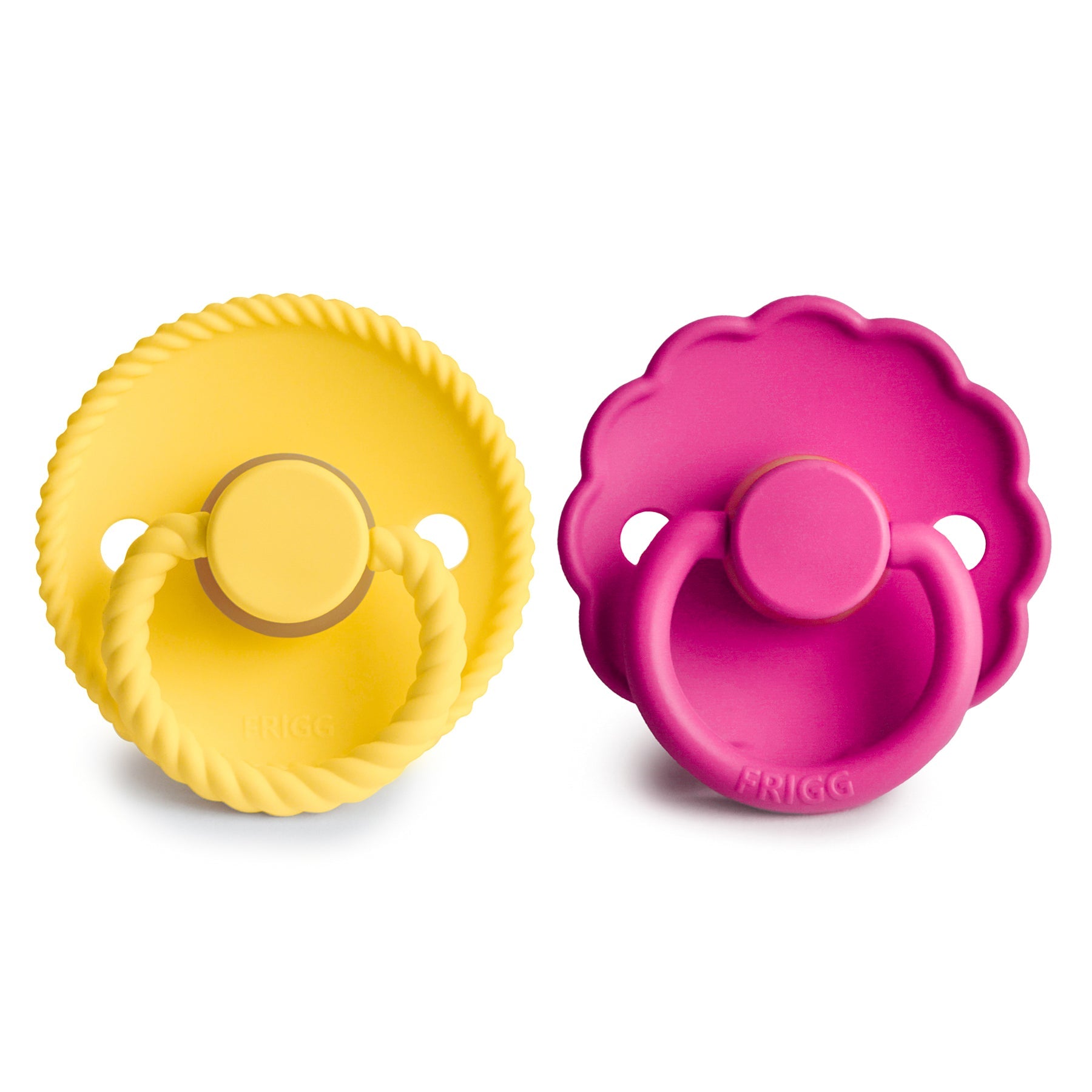 Frigg Rope/daisy Natural Rubber Pacifier (sunflower/fuchsia) 2-pack (6-18 Months)