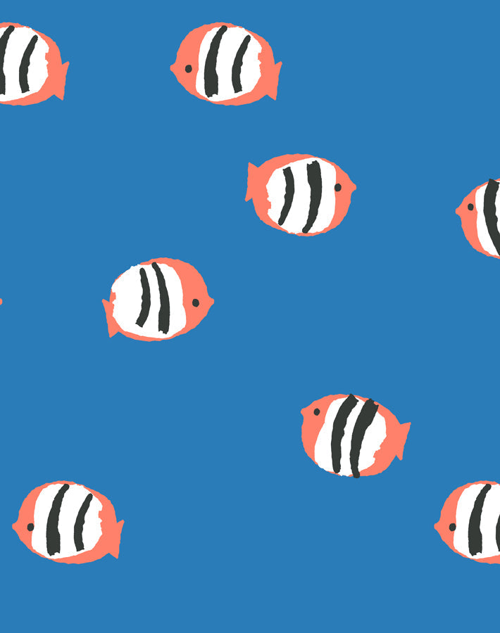 'rosa Fish' Wallpaper By Tea Collection - Azure