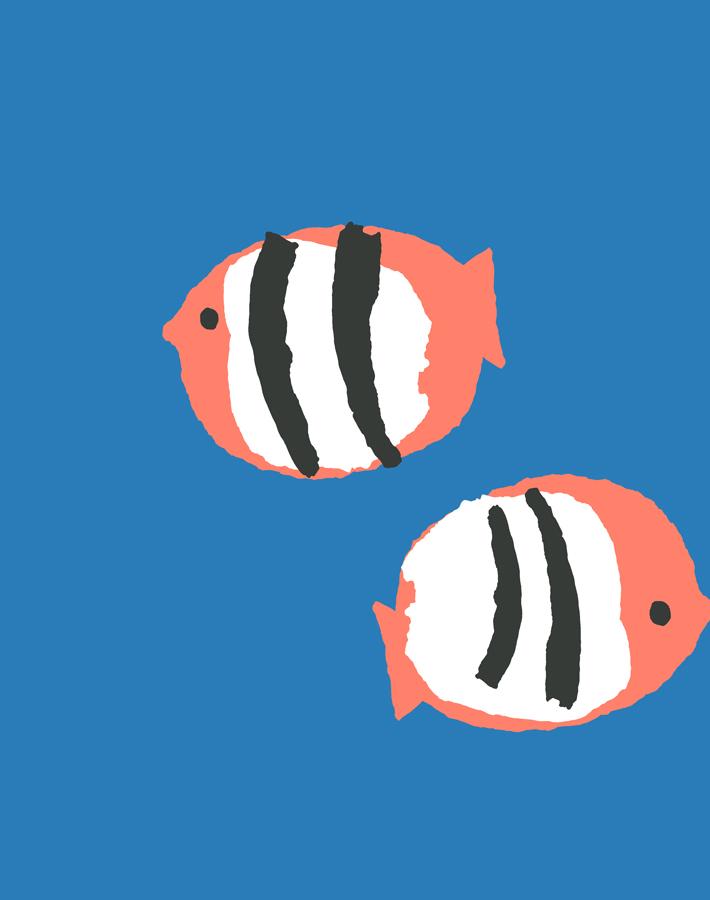 'rosa Fish' Wallpaper By Tea Collection - Azure